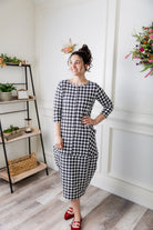 3/4 sleeve modest dress with pockets pretty prints