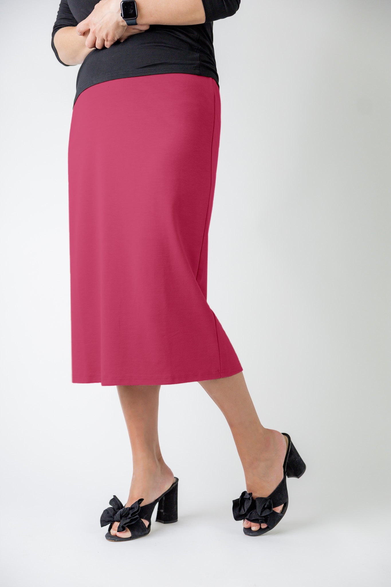 27" Relaxed Midi Skirt solid colors