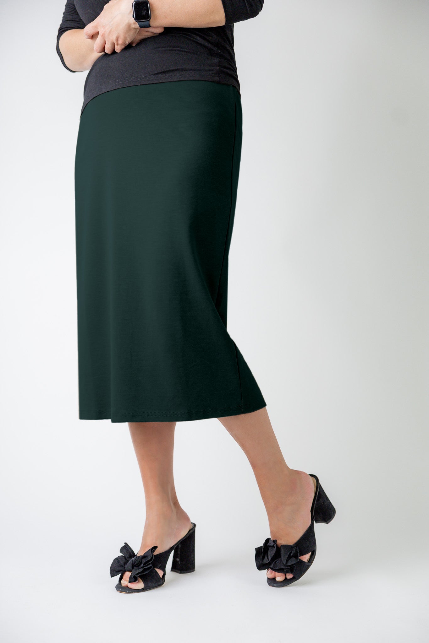 27" Relaxed Midi Skirt solid colors