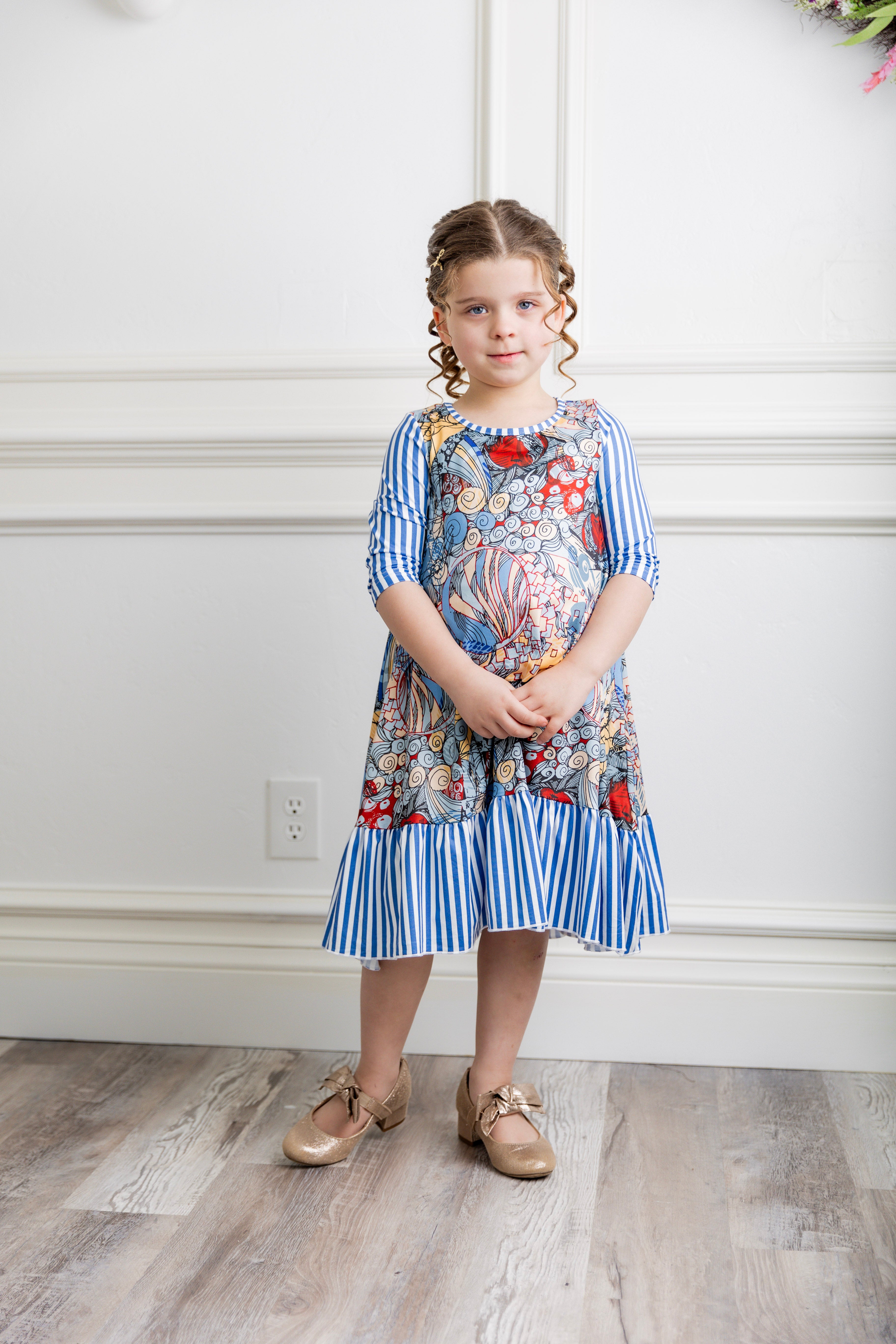 girls' ruffle modest dress mommy and me prints