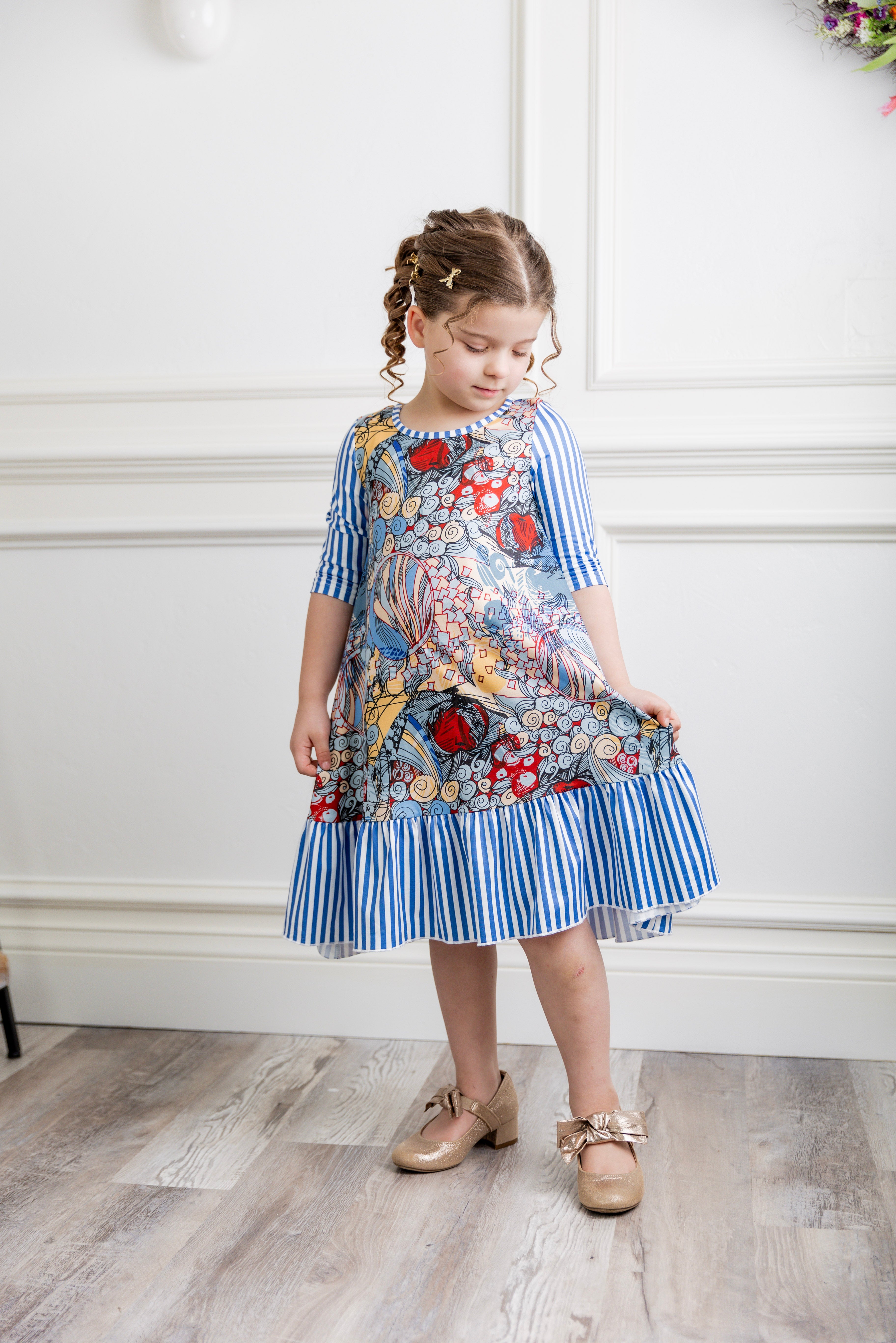 girls' ruffle modest dress mommy and me prints