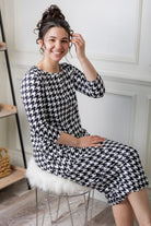 3/4 sleeve modest dress with pockets pretty prints