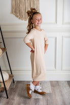 modest girls midi layering dress in solid colors