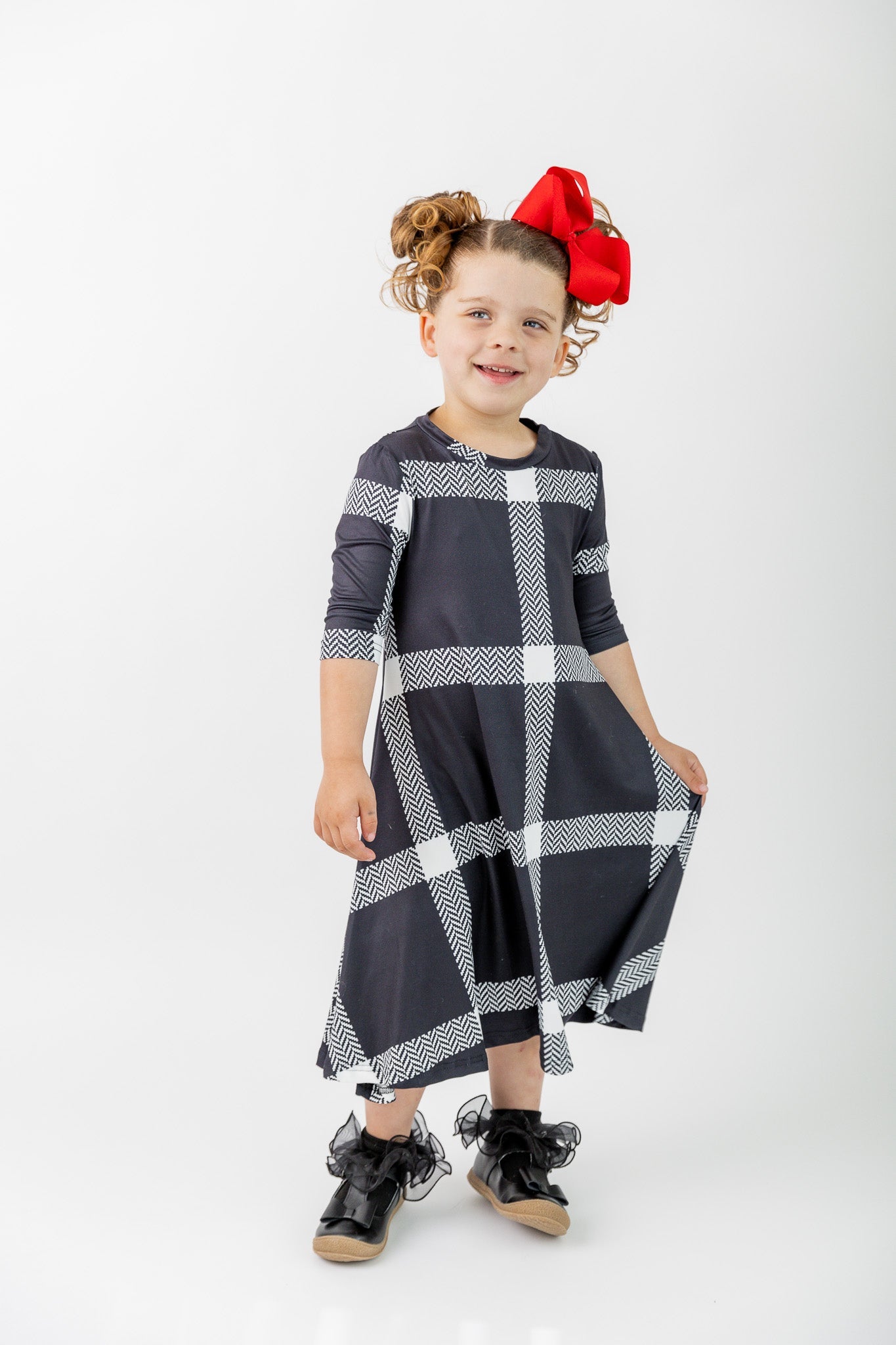 3/4 sleeve modest girls gracelyn dress pretty prints and solid colors