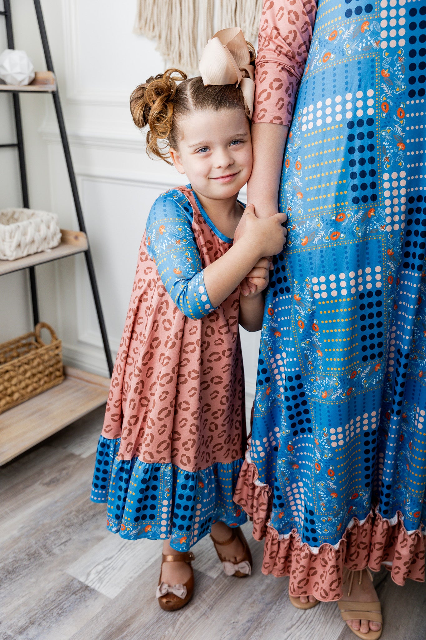 girls' ruffle modest dress mommy and me prints