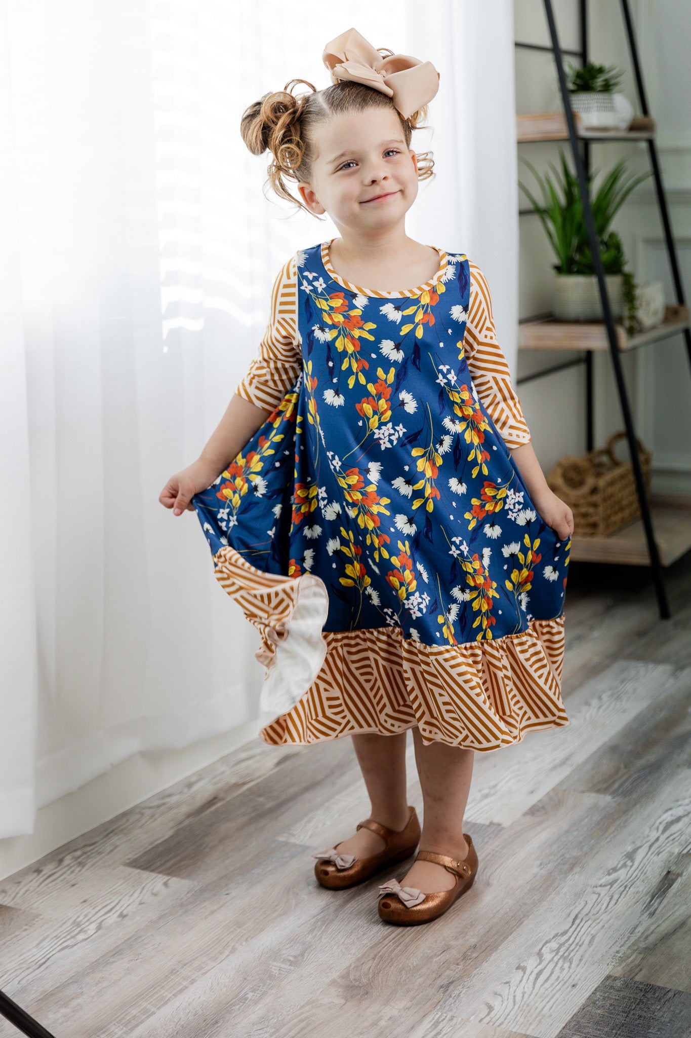 girls' ruffle modest dress mommy and me prints