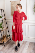 modest midi ruffle dress prints and solids