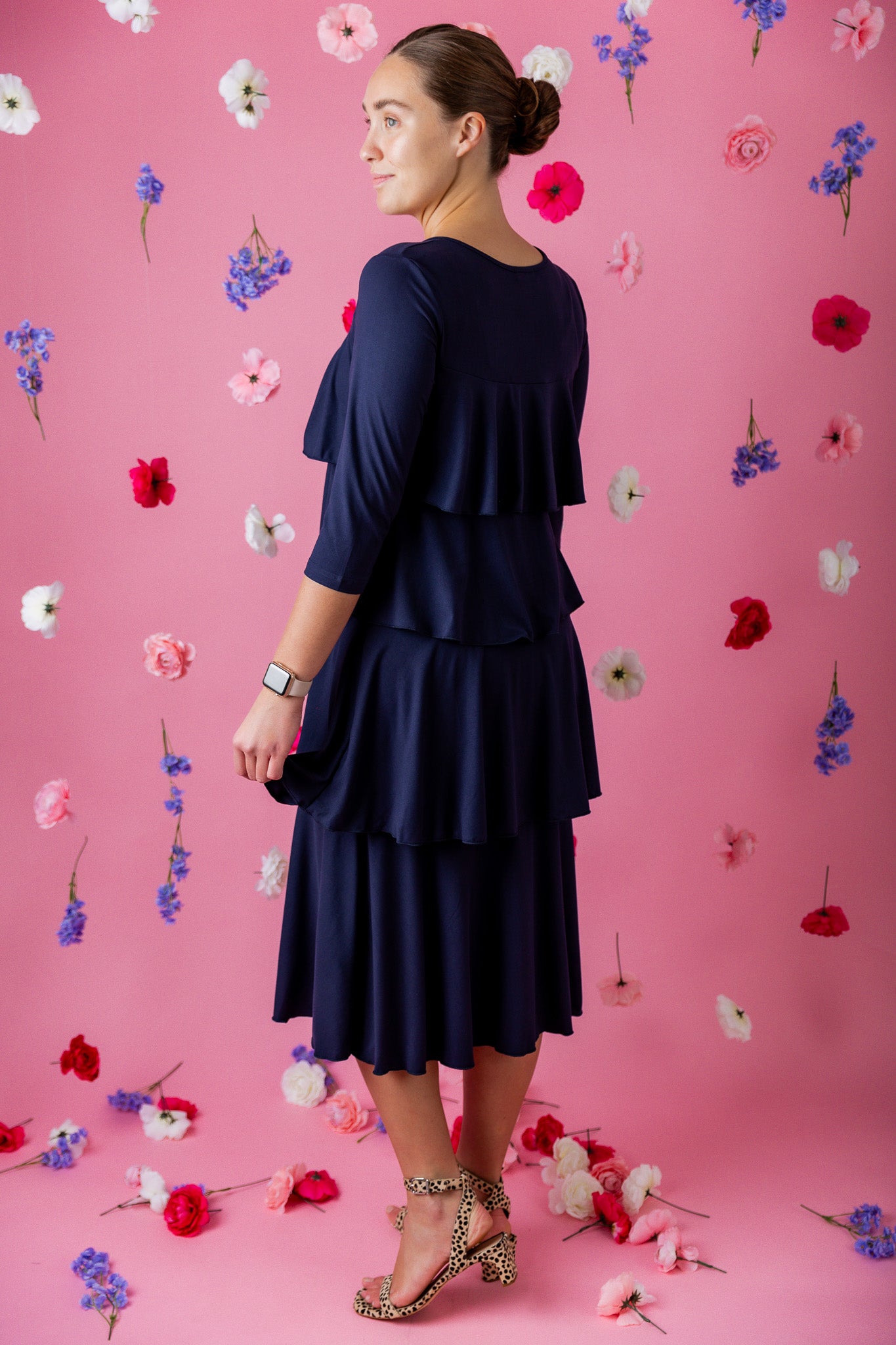 modest midi ruffle dress prints and solids