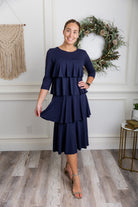 modest midi ruffle dress prints and solids