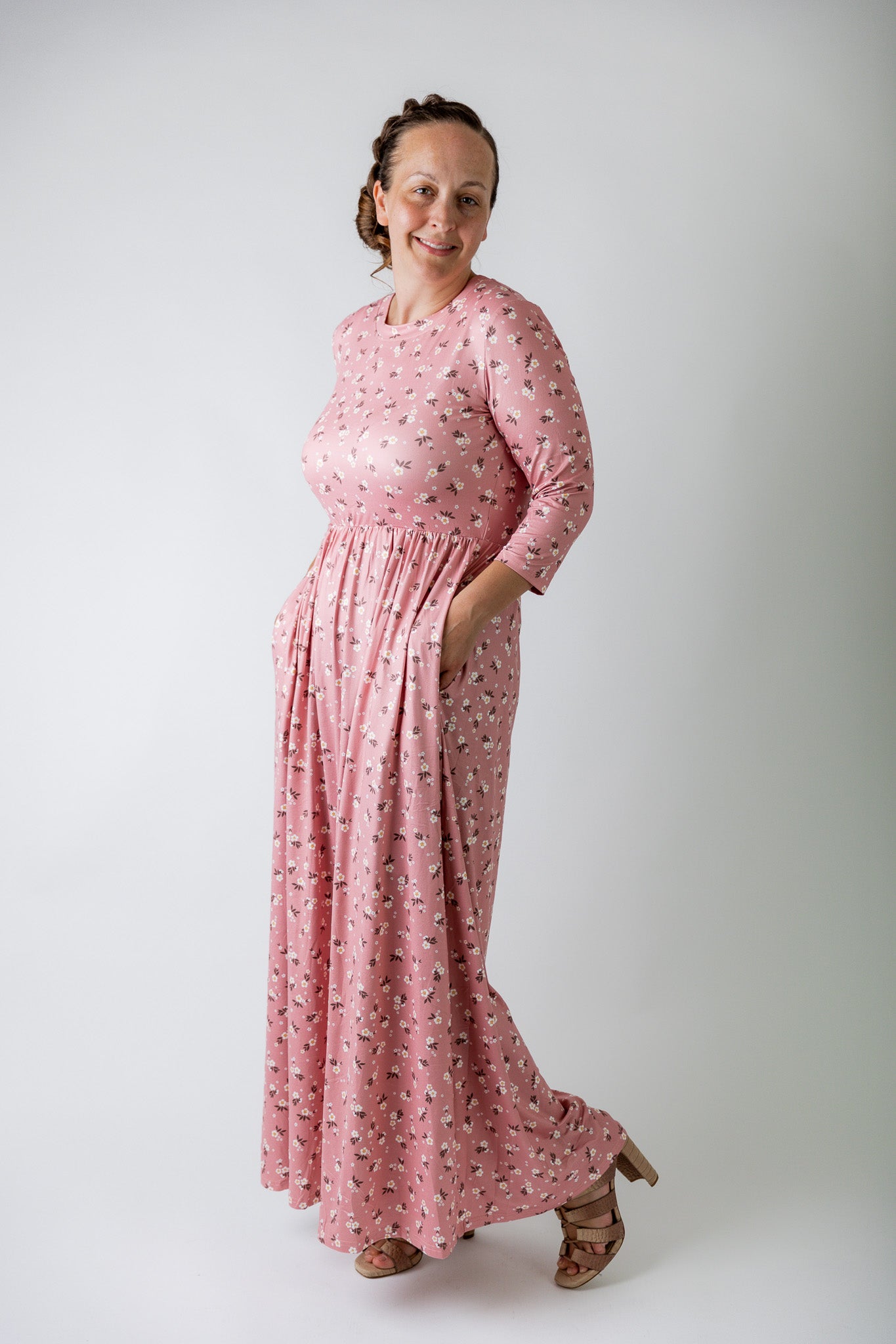 maxi modest dress pretty prints with pockets