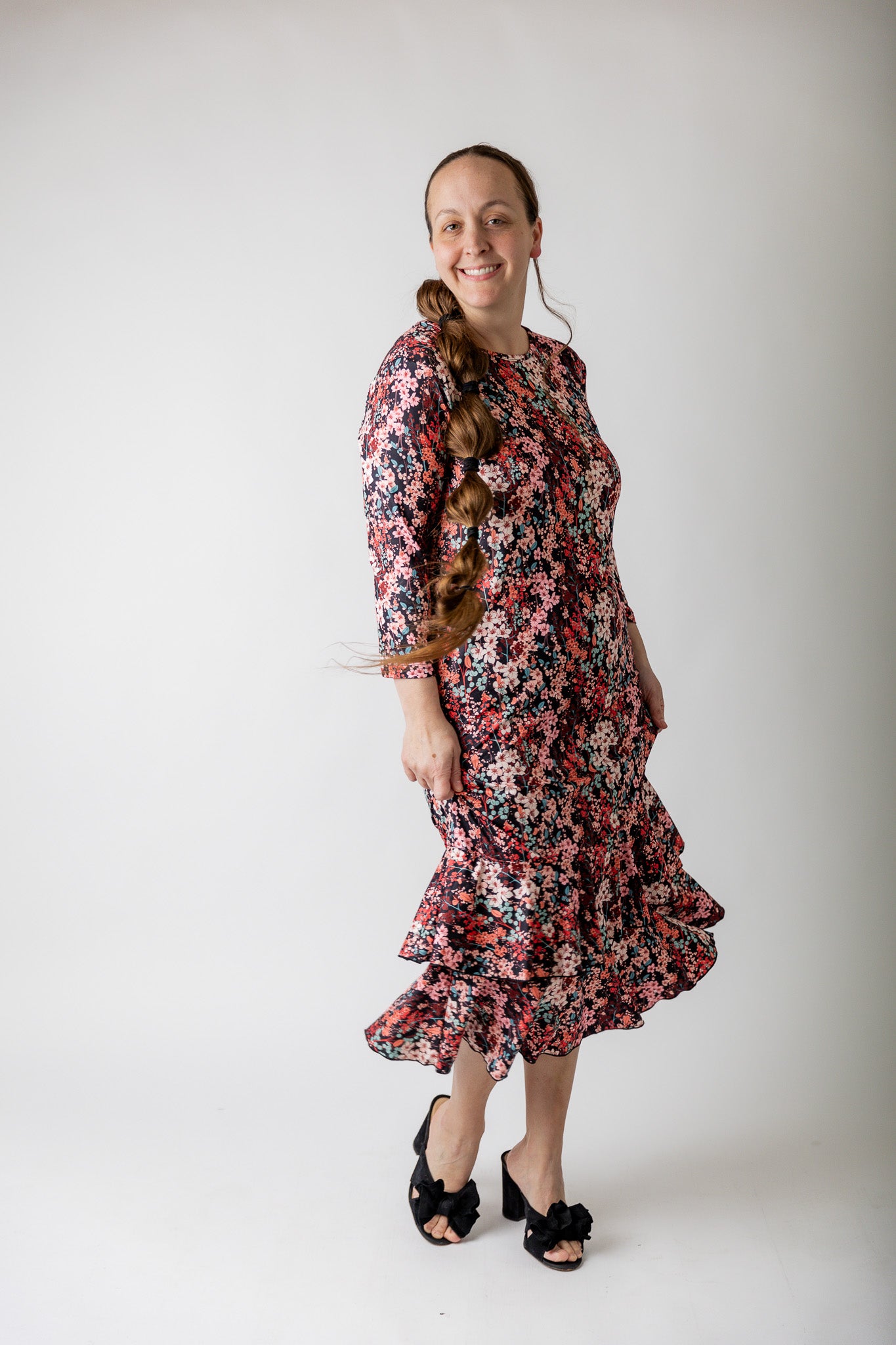 Modest Ruffle layering dress prints