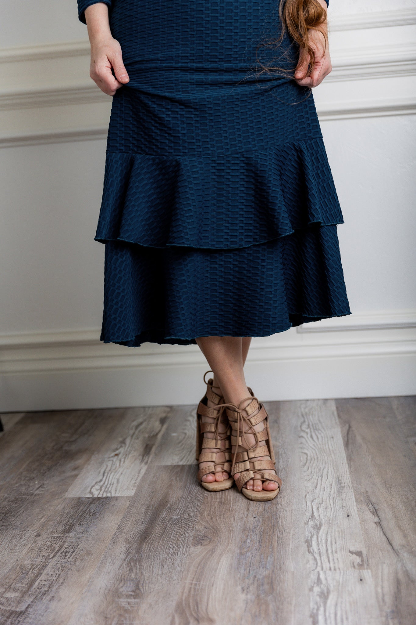 Modest Ruffle layering dress solids