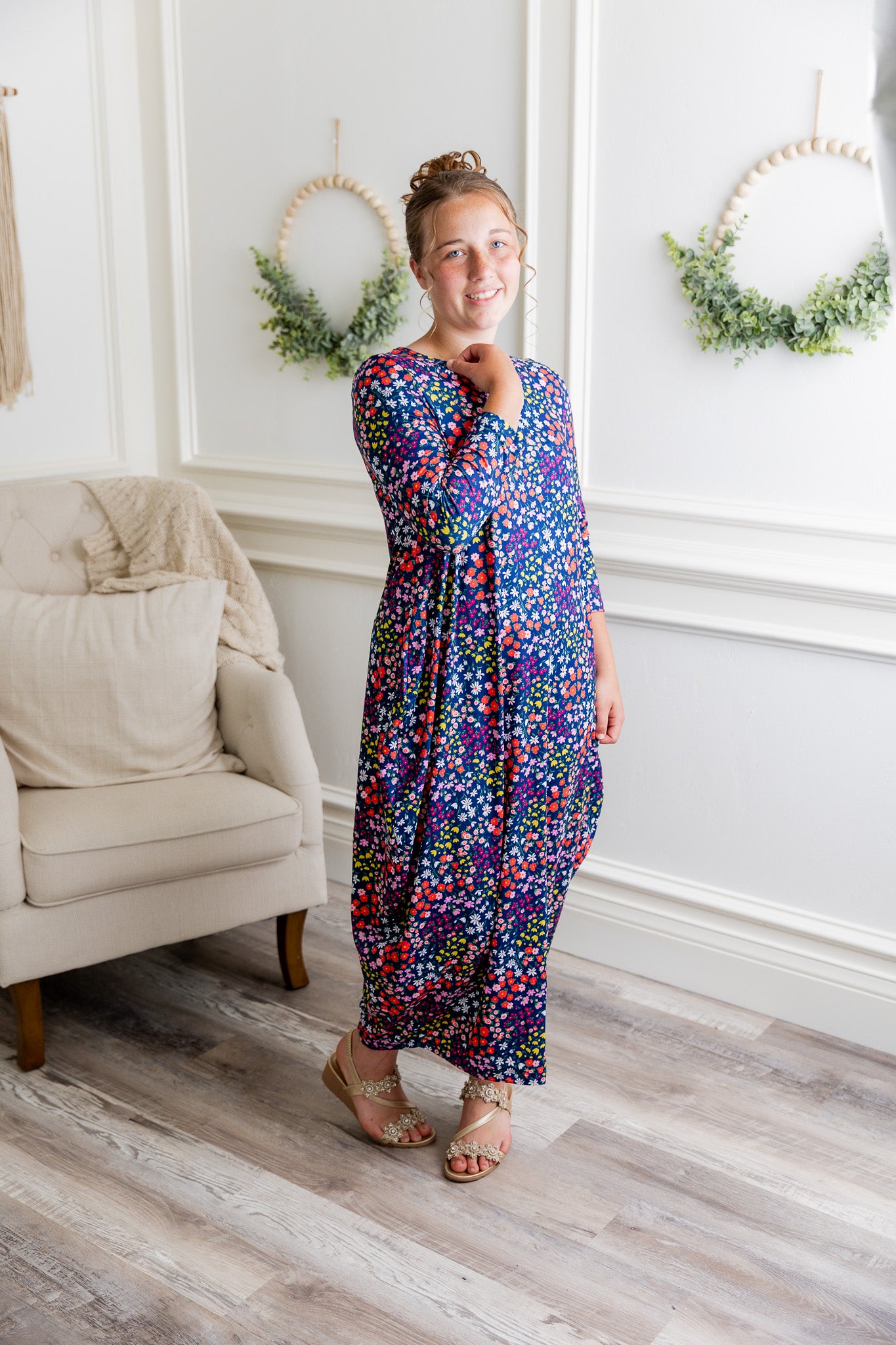 modest midi bubble dress prints