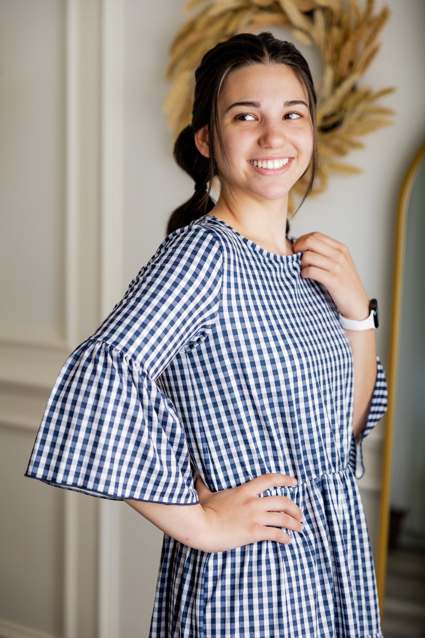 modest 3/4 bell sleeves top pretty prints