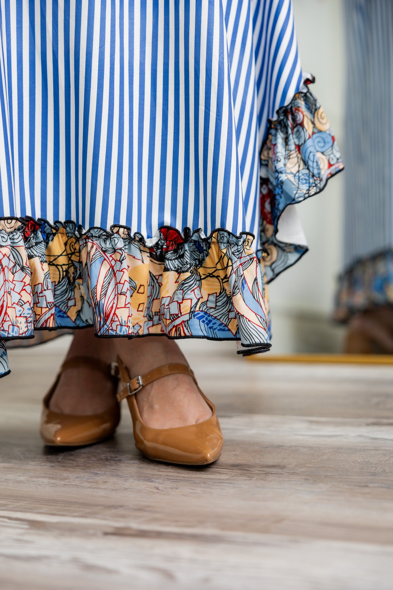 long modest ruffle dress prints mommy and me