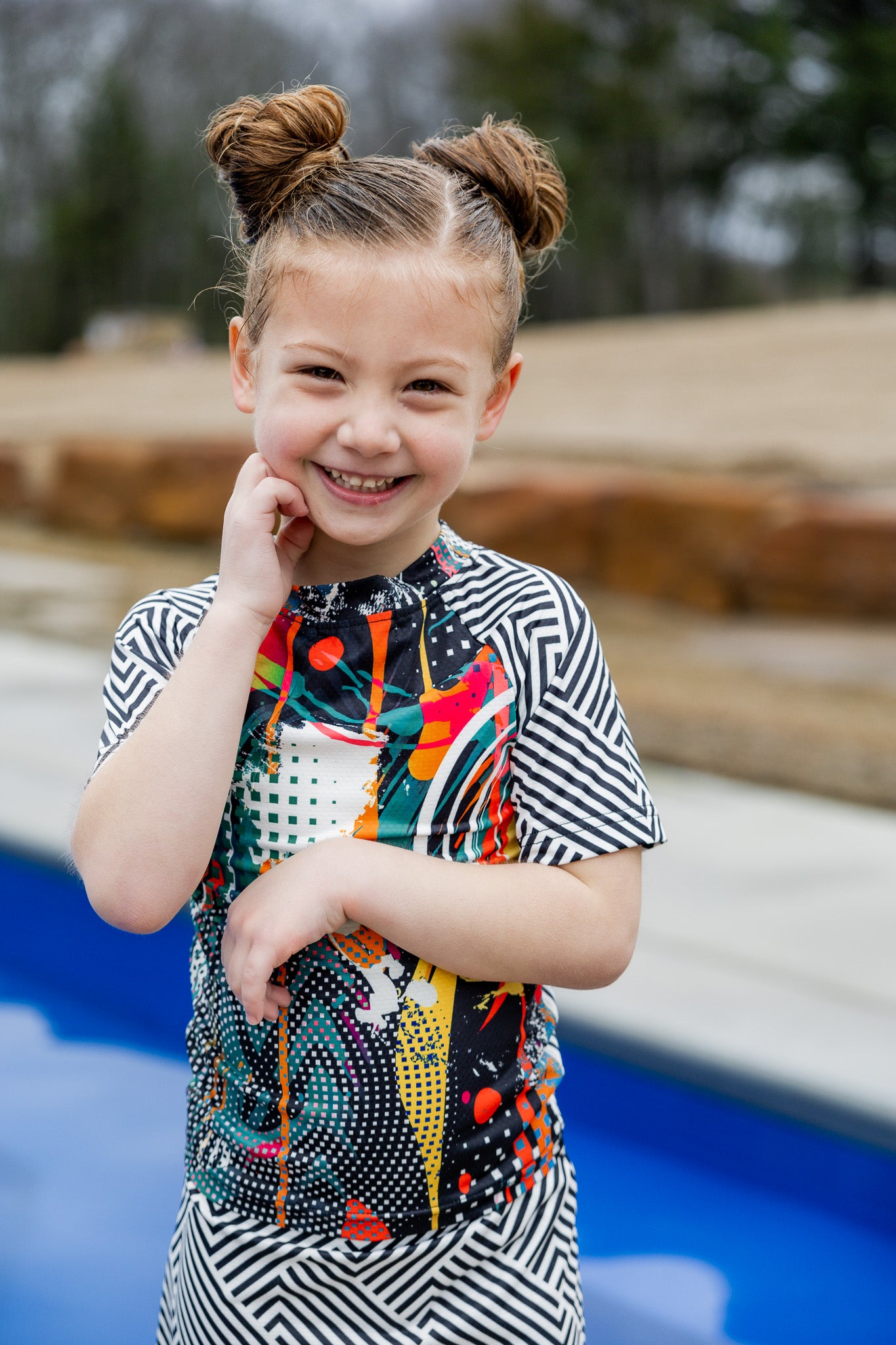 girls sport swim top pretty prints