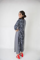 modest 3/4 sleeve long dress pretty prints