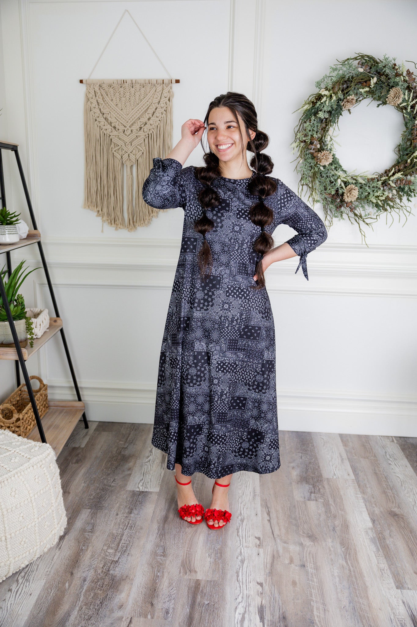 modest swing midi length dress