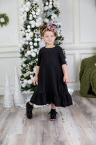 girls modest ruffle dress solids mommy and me classy textured material