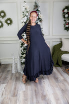 long modest ruffle dress solids mommy and me classy textured material