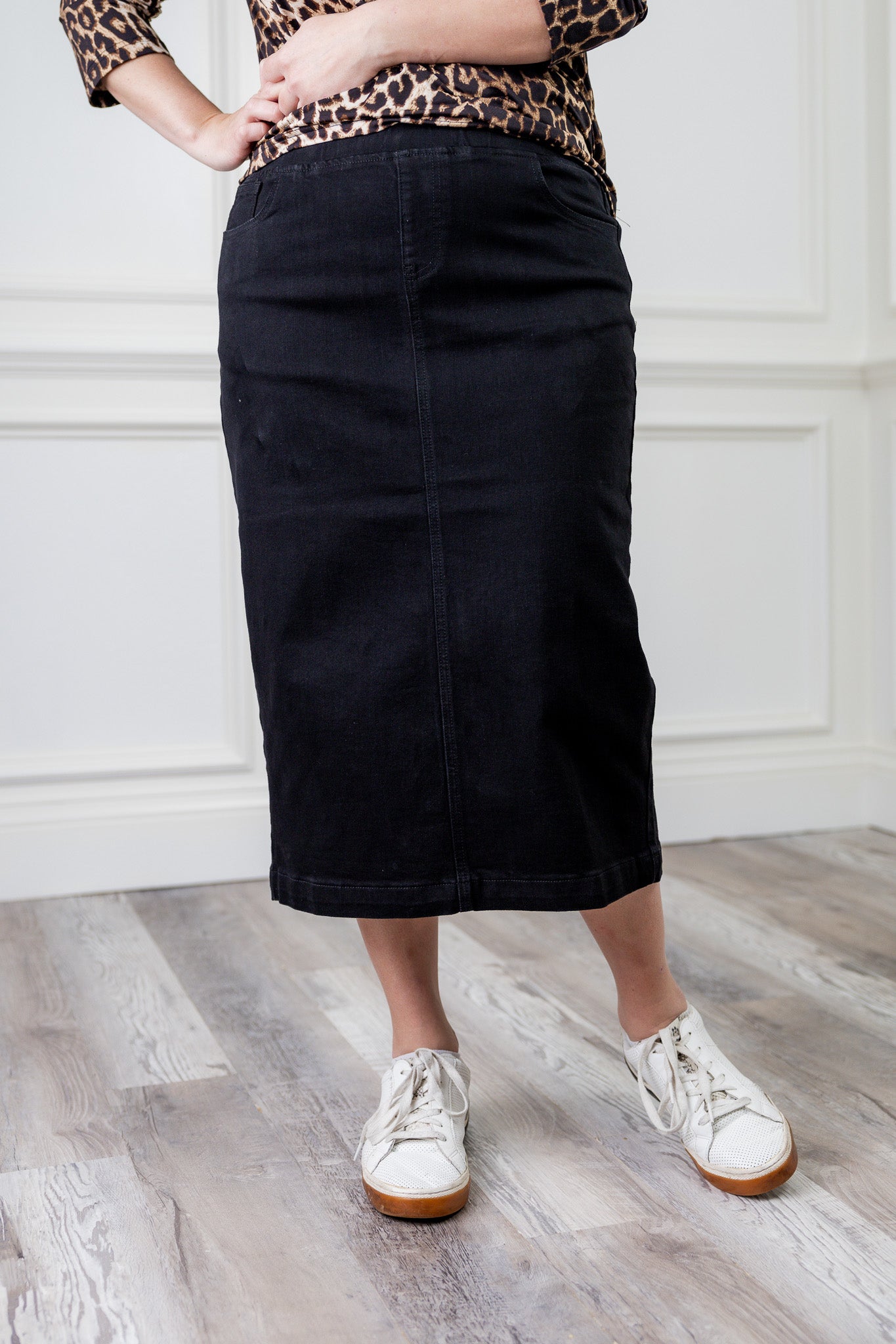 modest denim skirts in 31" length 