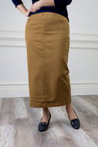 modest denim skirts in 34" length 