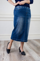 modest denim skirts in 31" length 