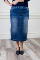 modest denim skirts in 31" length 