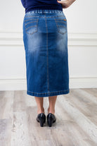 modest denim skirts in 31" length 