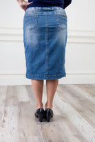 modest denim skirts in 27" length