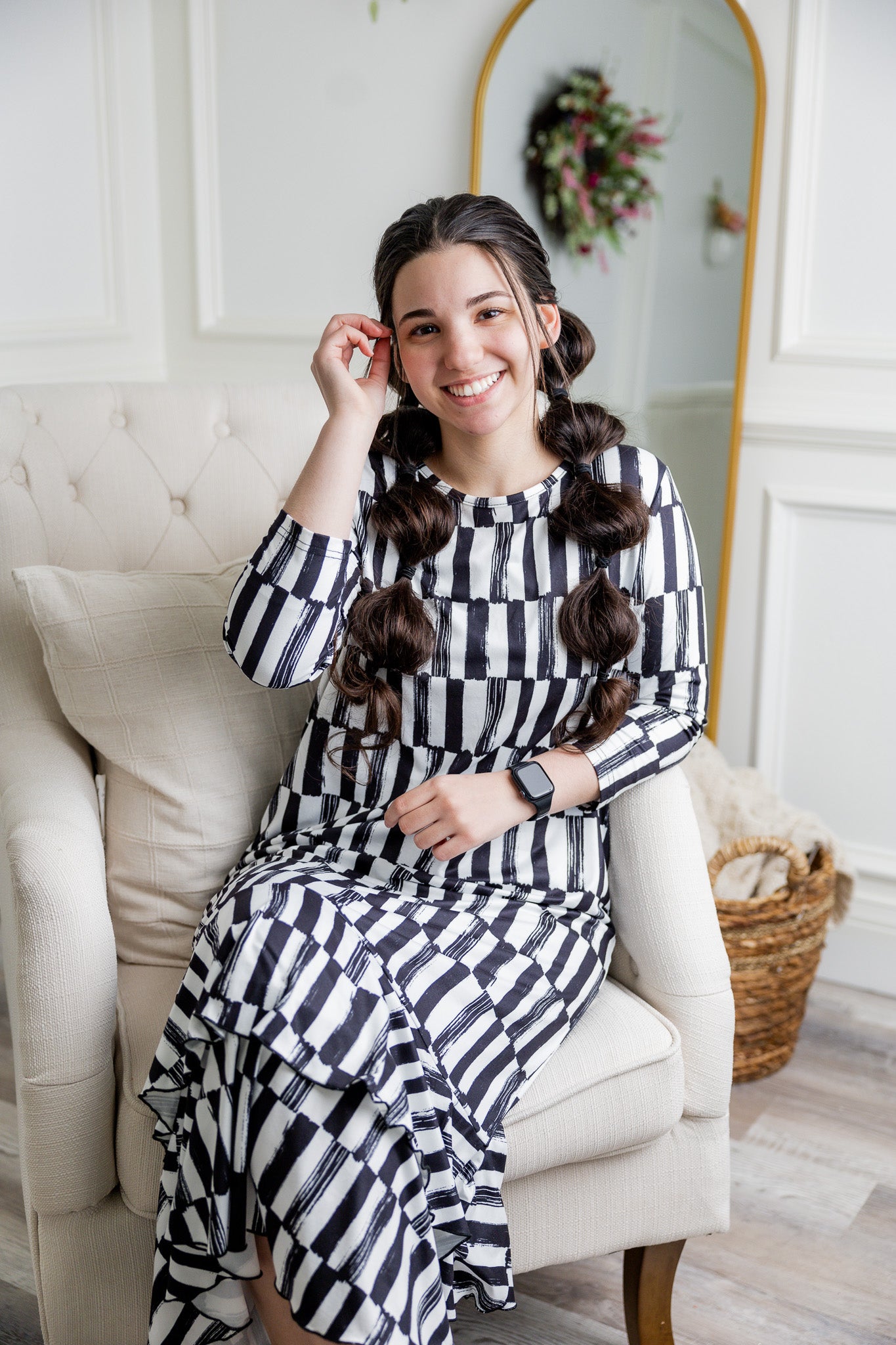 Modest Ruffle layering dress prints