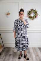 modest bubble dress pretty prints with 3/4 sleeves