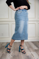 modest denim skirts in 31" length 