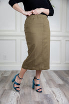 modest denim skirts in 31" length 