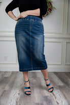 modest denim skirts in 31" length 