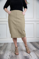 modest denim skirts in 27" length