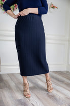 modest 33" textured classic midi skirt