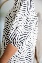 3/4 sleeve modest print top 