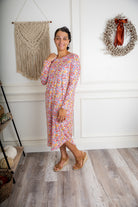 modest long sleeve shirt-tail dress pretty prints