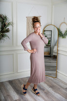 modest midi essential layering dress soft solid colors