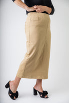 modest denim skirts in 34" length