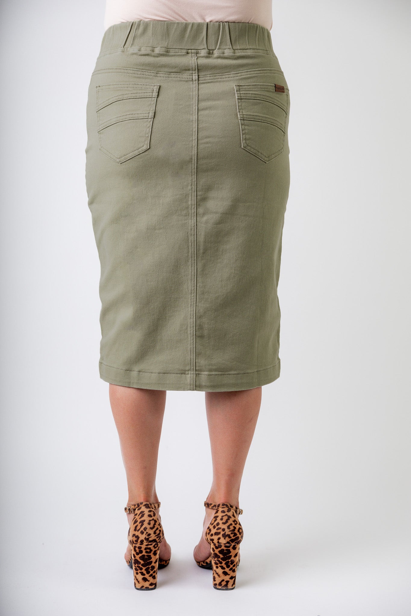 modest denim skirts in 27" length