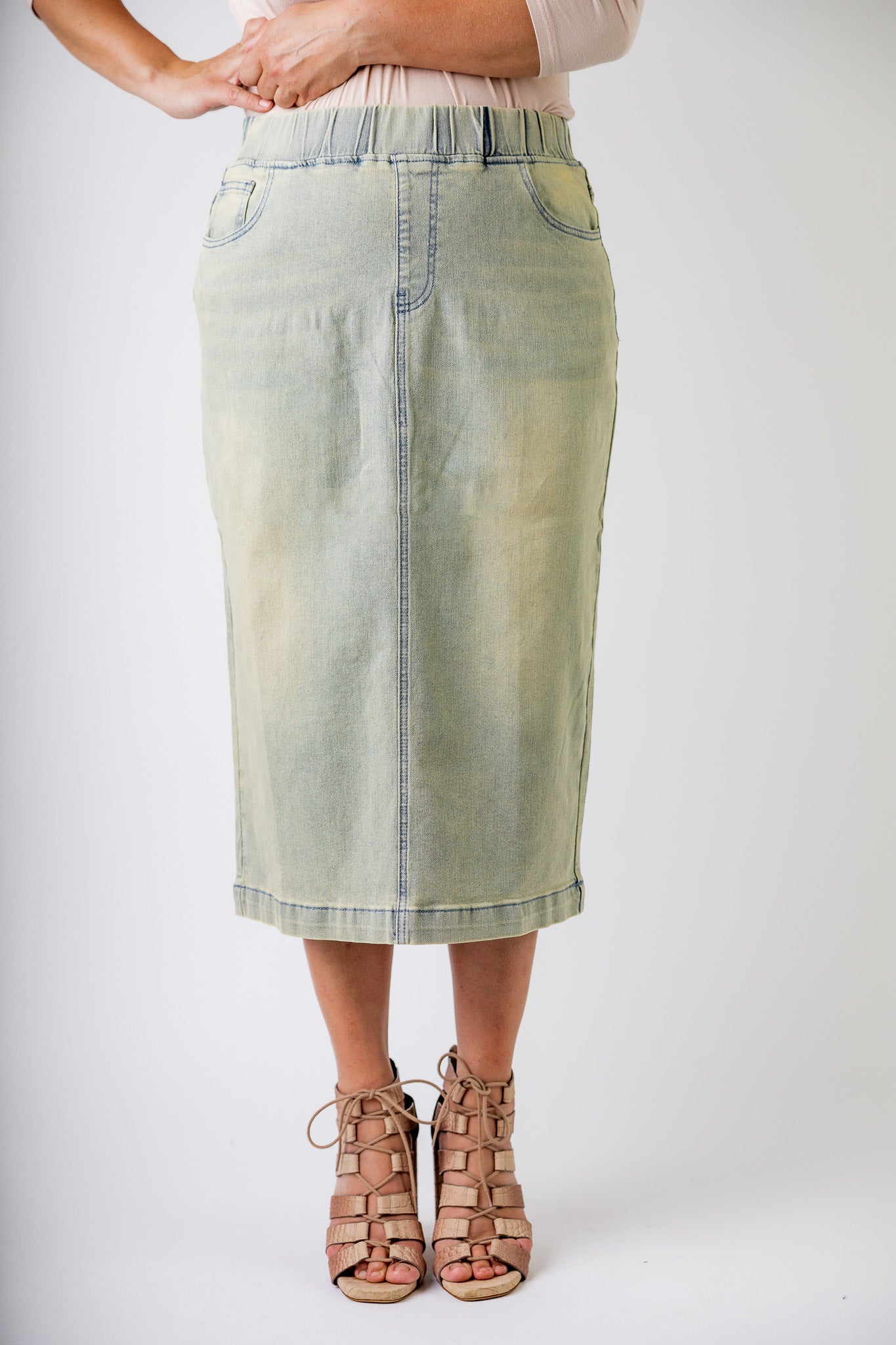 modest denim skirts in 31" length 