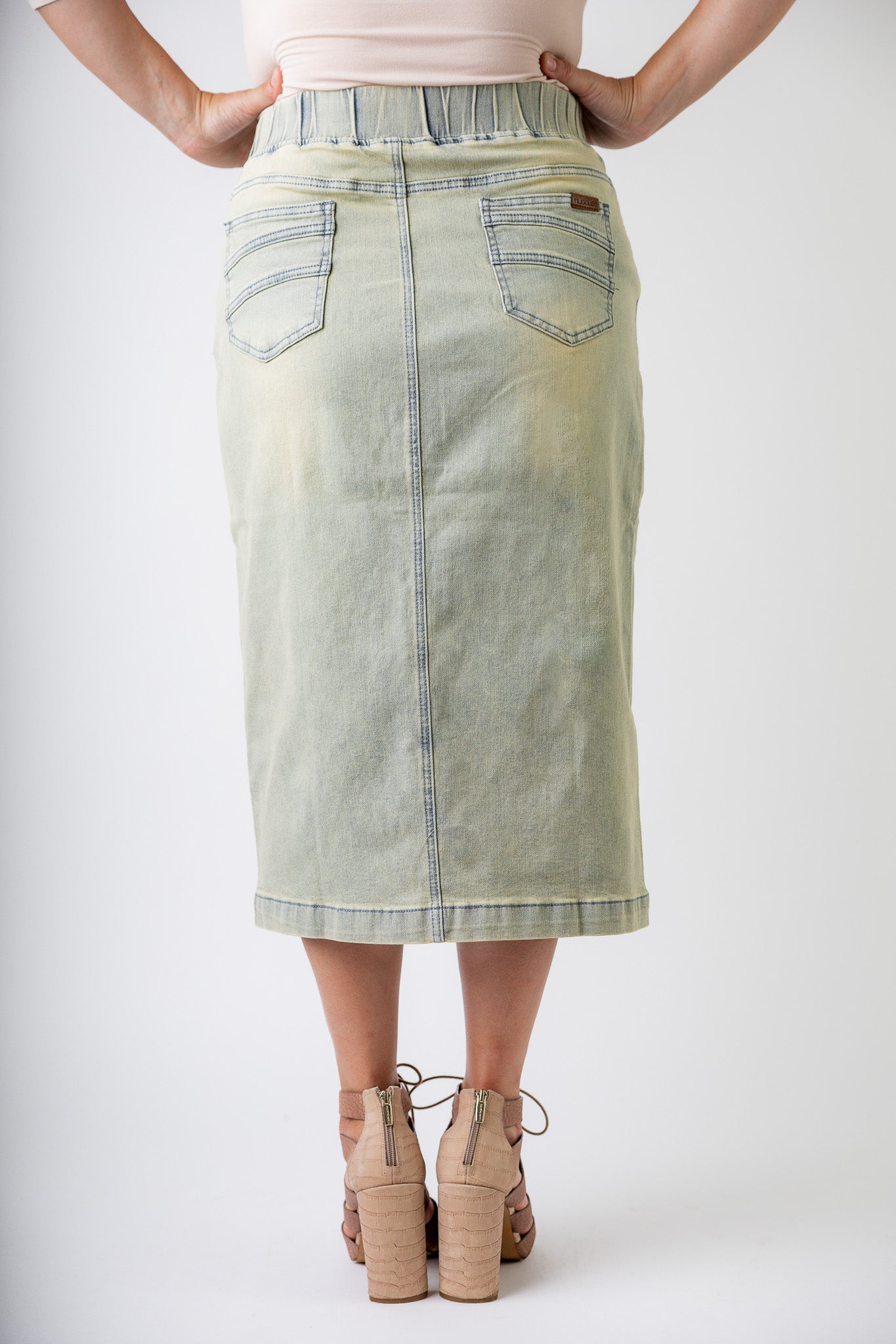 modest denim skirts in 31" length 