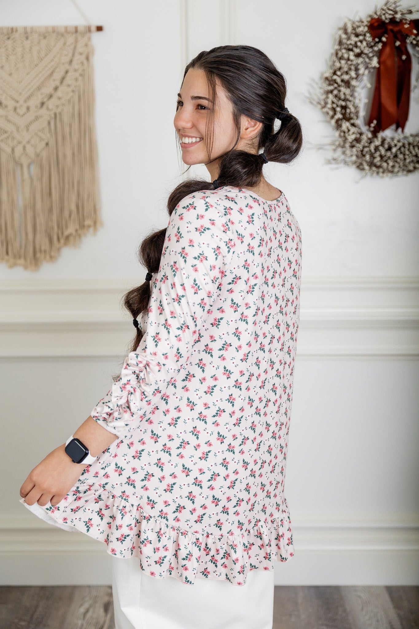 modest tunic top 3/4 sleeve with pretty prints.