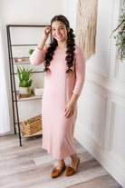 modest midi essential layering dress soft solid colors