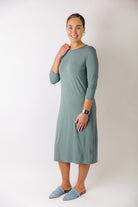 modest midi essential layering dress soft solid colors